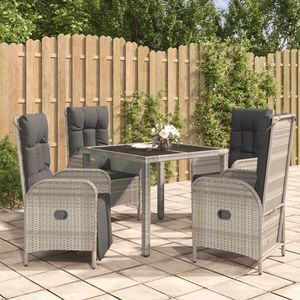Set da Pranzo da Giardino in Polyrattan Grigio a 5 Pezzi, 4 Posti, Arredamento da Esterno Resistente alle Intemperie, Design Contemporaneo - Product Image 1