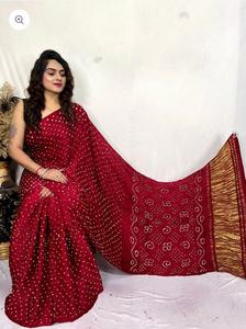 High Quality Bandhani <b>Saree</b> with Hand Tie Dye Work Pure Silk Fancy <b>Saree</b> - Product Image 2