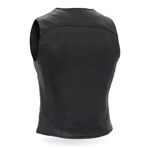 Gilet de motard en cuir véritable pour femme, col en V, fermeture éclair argentée, écologique, respirant, sans manches, pour la moto - Product Image 5