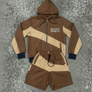 ชุดเซ็ตเสื้อแจ็คเก็ตและกางเกงขาสั้น Rexfit Sports 2026 รุ่นสั่งทำพิเศษสำหรับผู้ชาย คุณภาพสูง ผลิตจากไนลอน น้ำหนักเบา ระบายอากาศได้ดี ขายส่ง - Product Image 5