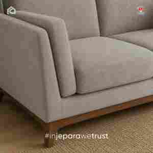 Sofá Moderno Aruna de Dos Plazas, Base de Madera de Teca Sólida, Tapicería de Tela Premium, Hecho a Mano, Ecológico, Cómodo, Diseño Minimalista - Product Image 2
