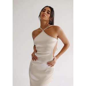 Vestido largo sexy para mujer con cuello halter cruzado, sin mangas, espalda descubierta, ajustado, elegante, para fiesta - Product Image 2