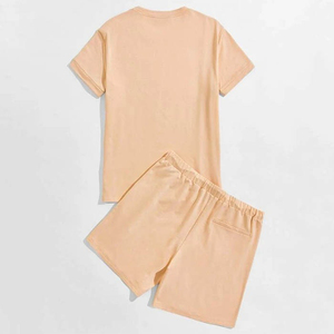 Ensemble de survêtement décontracté en coton respirant pour homme - Short et pantalon de jogging avec t-shirt, design 2-en-1, logo personnalisé sur le devant - Product Image 3