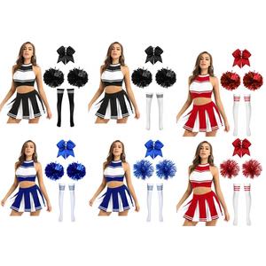 Womens Adults Cheerleading Uniform Crop Top <b>Mini</b> Pleated <b>Skirt</b> Outfits For Dance Wear Stage Performance Party Basketball Match - Product Image 1