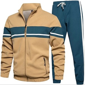 Men's Color Block Tracksuit Set Stand Collar <b>Zip</b> <b>Up</b> <b>Jacket</b> Drawstring Jogger Pants Casual Training Wear - Product Image 3