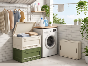 Caja de Almacenamiento Plegable de Plástico con Tapa de Madera, Organizador de Gran Capacidad, Caja Impermeable y Portátil para el Hogar, Camping y Viajes - Product Image 6
