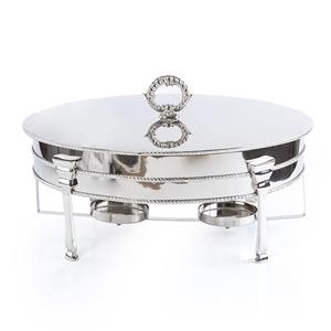 Plato de lujo ovalado de acero inoxidable para buffet, calentador de alimentos al por mayor con tapa decorativa y asa para catering - Product Image 1
