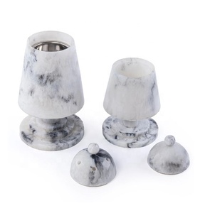 Ensemble élégant de 2 mabkhars en résine avec couvercle - Marbre naturel noir et blanc, encens aromatique 100% naturel, anti-odeur, toutes saisons - Product Image 2