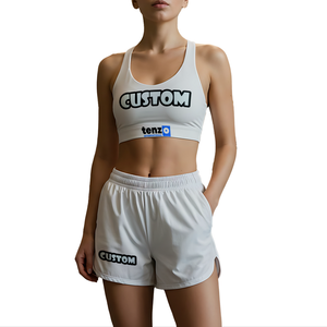 Tenzo Intl 2025 OEM ODM Ensemble sportif de yoga fitness pour femmes. Débardeur et short en spandex en polyester avec logo sur le devant - Product Image 6