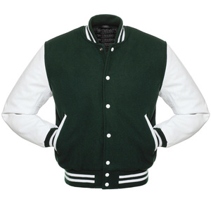 Premium Quality Custom Premium Quality Lettermen Varsity <b>Jackets</b> Black Wool Body Half White <b>Leather</b> Sleeves College <b>Jacket</b> - Product Image 4