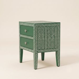 Mesa de Noche Moderna para Dormitorio, Mesa Auxiliar Verde de Madera con 2 Cajones, Mesa de Noche Multifuncional con Almacenamiento - Product Image 4