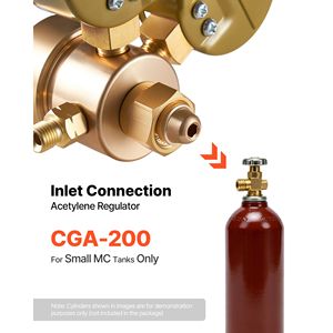 ตัวปรับแรงดันอะเซทิลีน 0-400 PSI เกจวัดแก๊สเชื่อมเหล็ก CGA 200 ช่องต่อเข้า 9/16"-18 LH ช่องต่อออก - Product Image 2