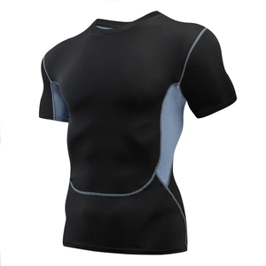 T-shirt de compression unisexe uni, manches longues, col rond, 240g, Spandex Polyester, anti-humidité, coupe-vent, léger - Product Image 3