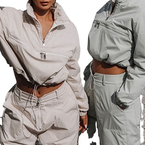 Ensemble survêtement femme personnalisé 2024, survêtement à demi-zip, haut de jogging, veste coupe-vent, ensemble pantalon deux pièces - Product Image 1