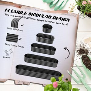 Kit per Aiuola Rialzata in Metallo Rugginito Grigio Scuro da 2,4 m per Giardinaggio Spazioso - Product Image 4