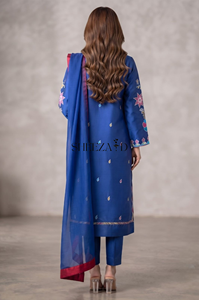 ชุดสูท 3 ชิ้นปักลายดอกไม้สีน้ำเงินรอยัลสำหรับผู้หญิง |   ชุดพื้นเมืองปากีสถาน ซัลวาร์ คามีซ ดูปัตตา |   ผู้ผลิตแบบ OEM - Product Image 3