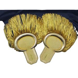 Charreteras de hombro doradas de nailon de alta calidad con accesorio de Banda de Marcha amarilla con flecos - Product Image 1