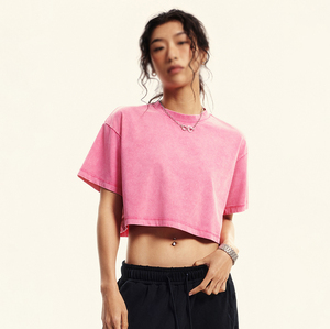 Women's Cropped Oversized T <b>Shirts</b> Boxy Cropped T-<b>Shirt</b> Heavyweight Cotton High Quality Drop Shoulder Blank Mens Streetwear - Product Image 4
