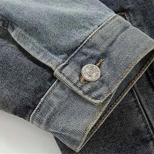 Men's Jeans <b>Jacket</b> Gray Color Long Sleeve Cotton Made Side Pocket Jeans <b>Jackets</b> With Button Snap Closure - Product Image 3