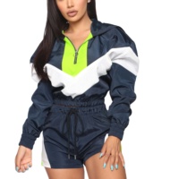 Ensemble 2 pièces coupe-vent et short pour femme, respirant, imperméable, grande taille, en nylon