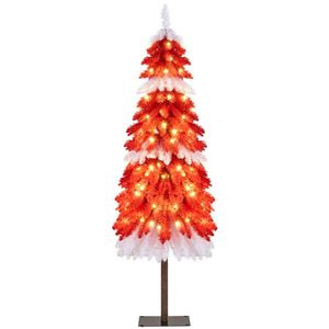 Albero di Natale Realistico da 1,5 m per Strawberry Shortcake, 301 Rami, 100 LED Bianco Caldo, Personalizzato Rosso+Bianco+Marrone in PVC/Metallo - Product Image 1