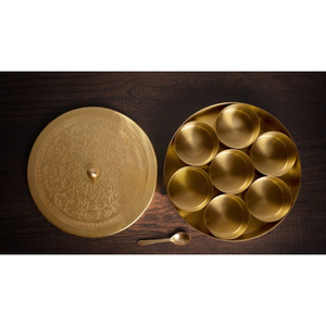 SwamiG TradeX Luxury Brass Heritage <b>Spice</b> <b>Box</b>-Kitchen Use Dishwasher Safe Moisture-Proof & Stackable for Business Gifts - Product Image 1