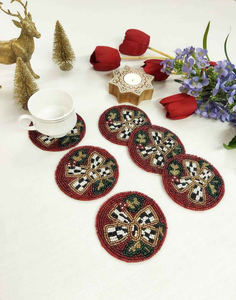Colorful Handmade Beaded Coasters Round Glass Cup Mats for <b>Table</b> <b>Protection</b> At Low Price - Product Image 3