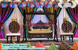 Peacock Design Golden <b>Swing</b> for Puberty Ceremony Golden <b>Wooden</b> Jhula for Wedding Functions Traditional Bridal <b>Seat</b> <b>Swing</b> - Product Image 3