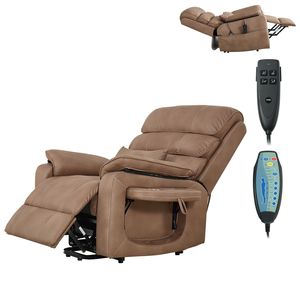 Poltrona Reclinabile Elettrica a Doppio Motore con Funzione di Sollevamento, Massaggio e Riscaldamento, Posizioni Infinite, Porta USB, Rivestimento in Pelle di Medie Dimensioni per Anziani - Product Image 1