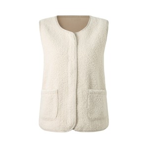 Gilet décontracté sans manches en polaire de laine pour femme, col en V, fermeture éclair, imperméable, écologique, doux, doublure sherpa, poches, pour le quotidien - Product Image 6