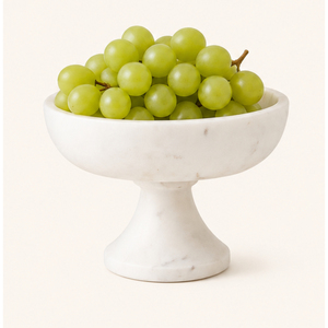 Bol sur piédestal en marbre blanc éco-responsable fait main, centre de table de luxe en pierre naturelle, bol à fruits sur pied, décoration moderne pour la maison et les fêtes - Product Image 2