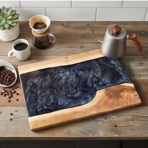 Planche à découper rectangulaire en bois et résine noire, durable, pour la préparation des aliments en cuisine - Product Image 6