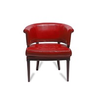Fauteuil en cuir moderne très demandé, rouge, rembourré, design à assise basse, structure en bois massif Akasi, hauteur réglable, mobilier de maison