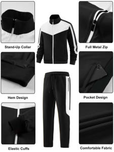 ชุดวอร์มออกกำลังกายผู้ชายคุณภาพสูง แบบมีซิป โลโก้เด่น ทรงเข้ารูป 2 ชิ้น ผลิตจากโพลีเอสเตอร์ น้ำหนักเบา สีสันสดใส เหมาะสำหรับฤดูใบไม้ร่วง - Product Image 3