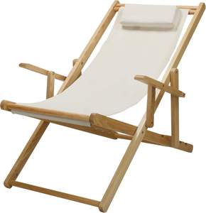 Modern Adjustable Foldable Sling Chair with Solid Wood and Stainless Steel <b>Frame</b> Natural <b>Canvas</b> for Outdoor Garden Use - Product Image 5