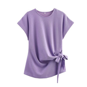 Camiseta de Verano para Mujer, Estilo Vintage, Tejida, 100% Poliéster, Transpirable, Anti-Pilling, Ecológica, Corte Ajustado - Product Image 5