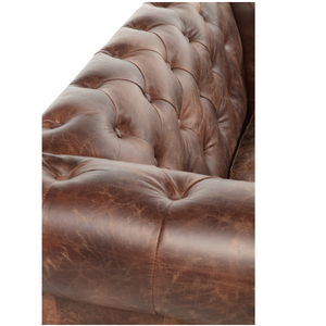 Classic Genuine Leather Two Seater Chesterfield <b>Sofa</b> with Deep Quilted Upholstery and Rolled Arms Solid Wood Legs Furniture - Product Image 3