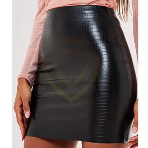 Falda de Cuero PU Negra para Mujer, Cintura Natural, Formal, Transpirable, Ecológica, Estilo Club - Product Image 3