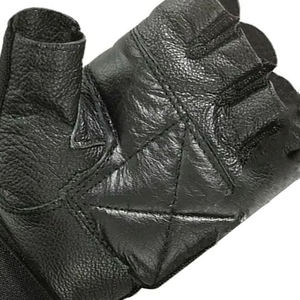 Custom LOGO Leather Half Finger Weightlifting <b>Gloves</b> Breathable Anti-Slip Workout Grip for Strength Training Gym Use OEM - Product Image 5