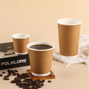Muestras Gratis, Oferta, Vasos de Papel Kraft de 4oz, 8oz, 12oz, 16oz con Tapas, Vasos para Bebidas Calientes, Café, Impresión Personalizada, Pared Simple/Doble - Product Image 5