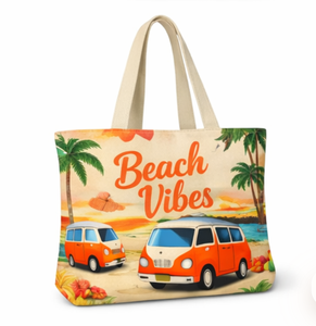 Sac de plage en toile de coton personnalisable avec impression de designer, logo sur mesure, poignée longue pour l'épaule - Product Image 5