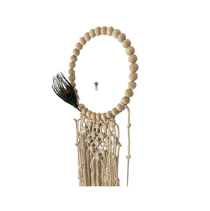 Atrapasueños Decorativo con Cabeza de Lobo, Decoración de Pared para el Hogar, Colgante de Plumas Naturales, Atrapasueños Grande de Macramé para Suministros de India - Product Image 1