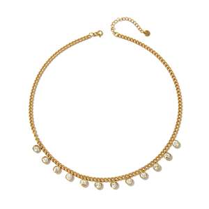 E295-N210-0475B Damen Vergoldete 316L Edelstahl Klassische Kristall-Choker-Halskette mit Kastenkette für Alltägliches Tragen - Product Image 1