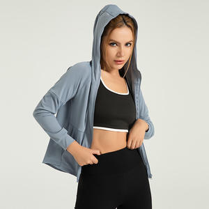 Solid Color Gym Fitness <b>Jacket</b> Yoga With Pockets Morning <b>Workout</b> White Yoga <b>Jacket</b> Quick-Dry Slim Yoga <b>Jacket</b> - Product Image 3