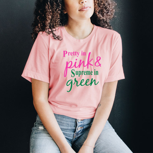 Camiseta Pretty in Pink Green, color rosa claro, algodón premium, cuello redondo, manga corta, camiseta gráfica de moda - Product Image 6