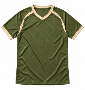 Camiseta de Fútbol Personalizada Color Marfil Borgoña, Cuello en V, Manga Corta, Ribete en Contraste, Venta al Por Mayor para Partidos, Entrenamientos, Torneos y Ligas - Product Image 3