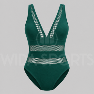Maillot de bain une pièce tendance pour femme, monokini à taille haute avec empiècement en maille, maillot de bain sculptant, respirant et à séchage rapide pour la plage - Product Image 2