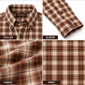 Best Design Classy Look <b>Men's</b> <b>Brown</b> Plaid Flannel Long Sleeve Button Down Work Wear Flannel <b>Shirt</b> - Product Image 6