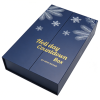 Boîte de calendrier de l'avent à 24 tiroirs en matériaux recyclés avec gaufrage et revêtement UV pour emballage cadeau de Noël cosmétique et beauté