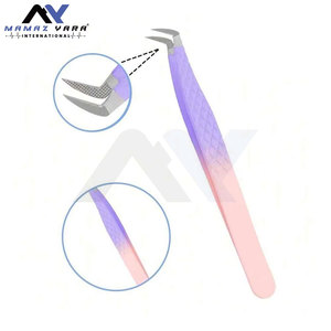 Pinzas de Acero Inoxidable con Puntas de Fibra en Degradado Rosa y Morado, Agarre Fuerte, para Extensiones de Pestañas, Color Morado Personalizable - Product Image 6